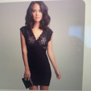 Bebe Bandage Mini Dress, Size Small, Lace Overlay